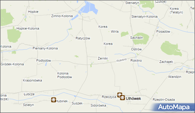 mapa Żerniki gmina Ulhówek, Żerniki gmina Ulhówek na mapie Targeo