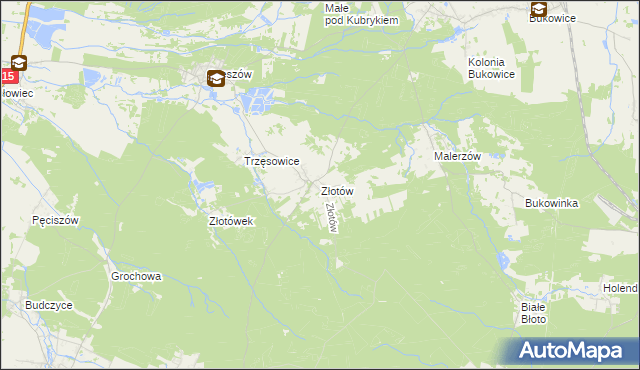 mapa Złotów gmina Zawonia, Złotów gmina Zawonia na mapie Targeo