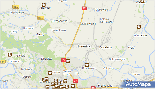 mapa Żurawica powiat przemyski, Żurawica powiat przemyski na mapie Targeo