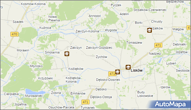 mapa Żychów, Żychów na mapie Targeo