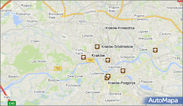 mapa Krakowa, Kraków na mapie Targeo