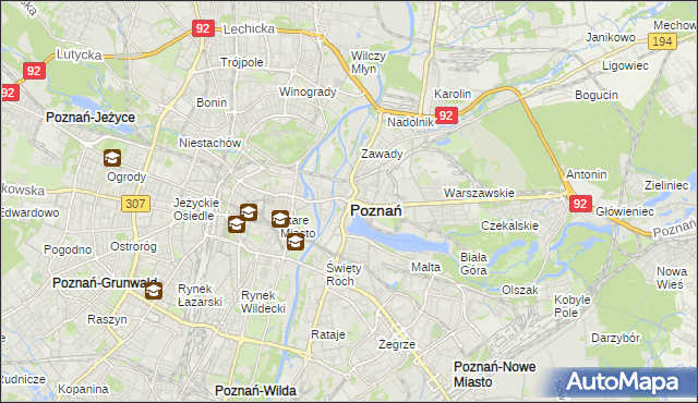 mapa Poznania, Poznań na mapie Targeo