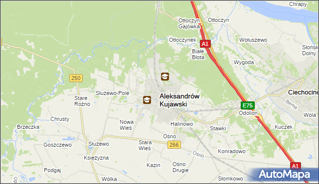 mapa Aleksandrów Kujawski, Aleksandrów Kujawski na mapie Targeo