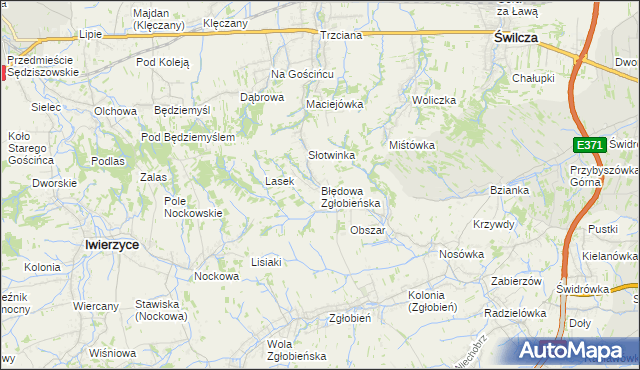 mapa Błędowa Zgłobieńska, Błędowa Zgłobieńska na mapie Targeo