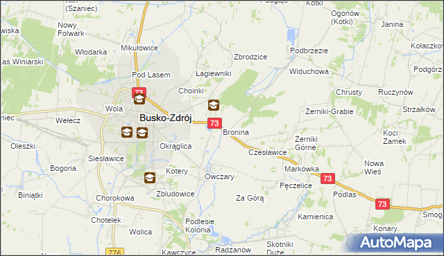 mapa Bronina, Bronina na mapie Targeo