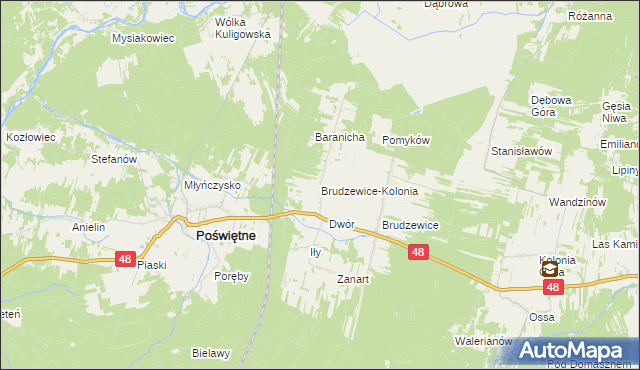 mapa Brudzewice-Kolonia, Brudzewice-Kolonia na mapie Targeo