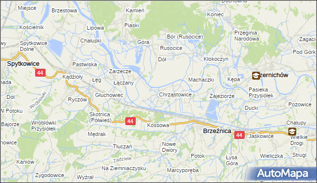 mapa Chrząstowice gmina Brzeźnica, Chrząstowice gmina Brzeźnica na mapie Targeo