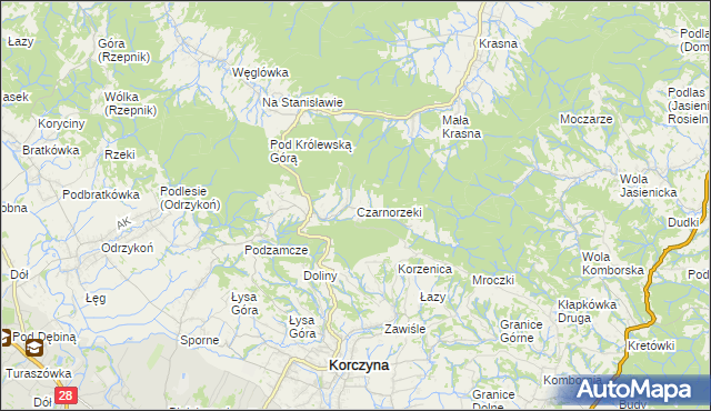 mapa Czarnorzeki, Czarnorzeki na mapie Targeo