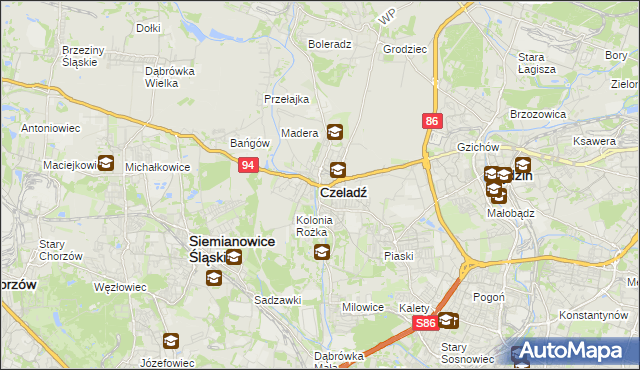 mapa Czeladź, Czeladź na mapie Targeo