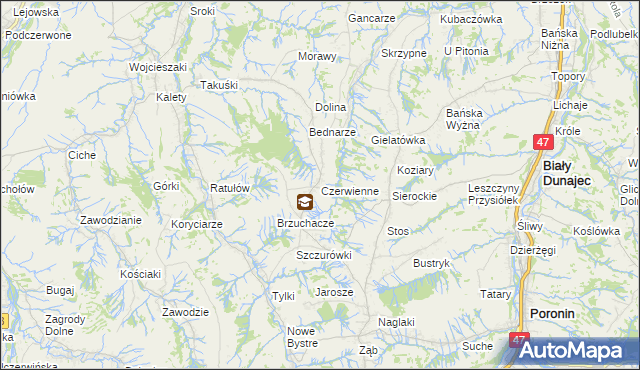 mapa Czerwienne, Czerwienne na mapie Targeo