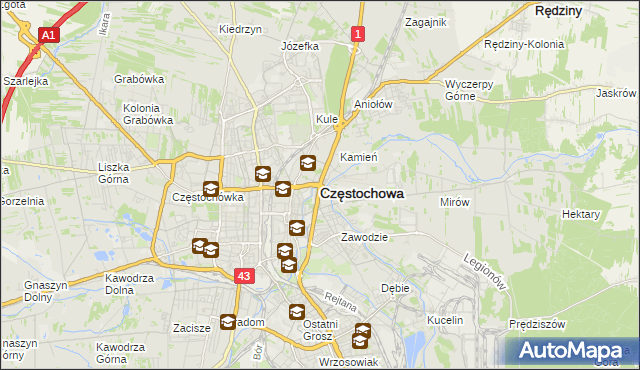 mapa Częstochowy, Częstochowa na mapie Targeo