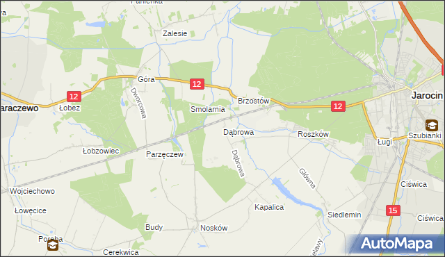 mapa Dąbrowa gmina Jarocin, Dąbrowa gmina Jarocin na mapie Targeo