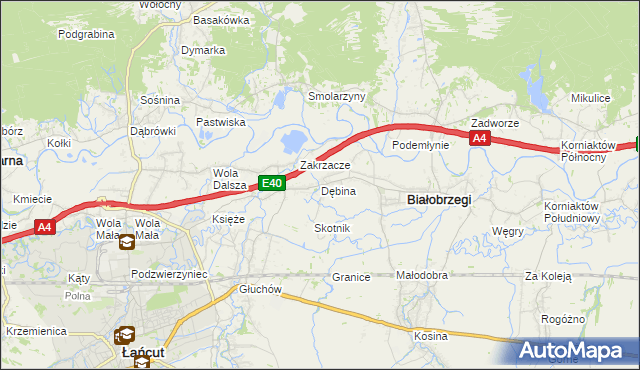 mapa Dębina gmina Białobrzegi, Dębina gmina Białobrzegi na mapie Targeo