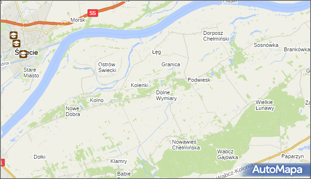 mapa Dolne Wymiary, Dolne Wymiary na mapie Targeo