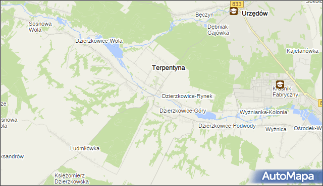 mapa Dzierzkowice-Rynek, Dzierzkowice-Rynek na mapie Targeo