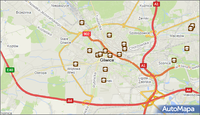 mapa Gliwic, Gliwice na mapie Targeo