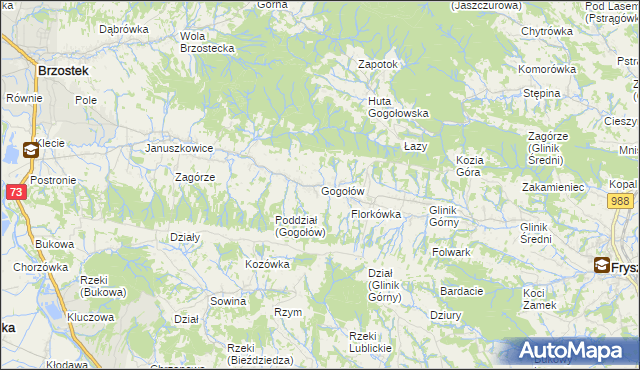 mapa Gogołów gmina Frysztak, Gogołów gmina Frysztak na mapie Targeo