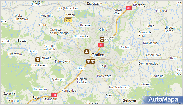 mapa Gorlic, Gorlice na mapie Targeo