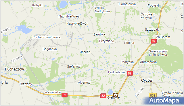 mapa Janowica gmina Cyców, Janowica gmina Cyców na mapie Targeo