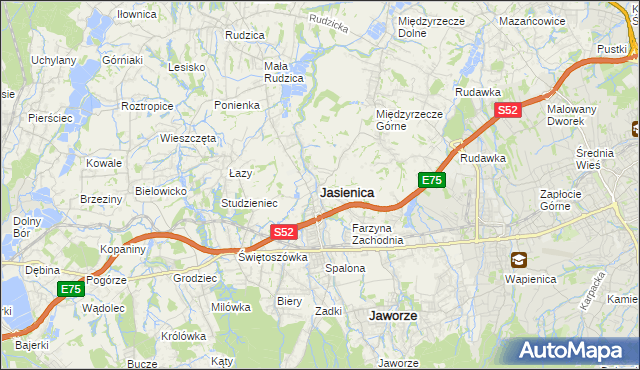 mapa Jasienica powiat bielski, Jasienica powiat bielski na mapie Targeo