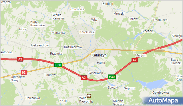 mapa Kałuszyn powiat miński, Kałuszyn powiat miński na mapie Targeo