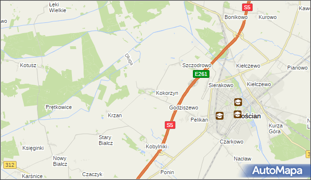 mapa Kokorzyn, Kokorzyn na mapie Targeo