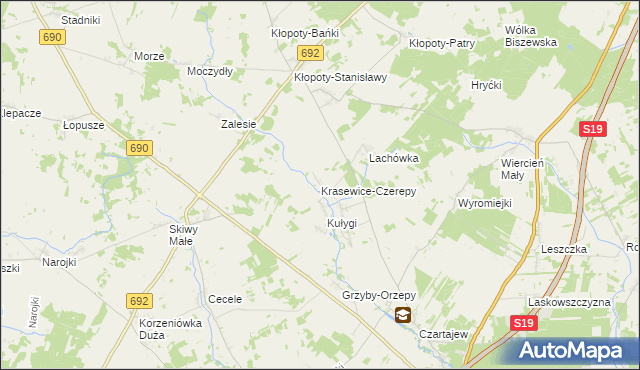 mapa Krasewice-Czerepy, Krasewice-Czerepy na mapie Targeo