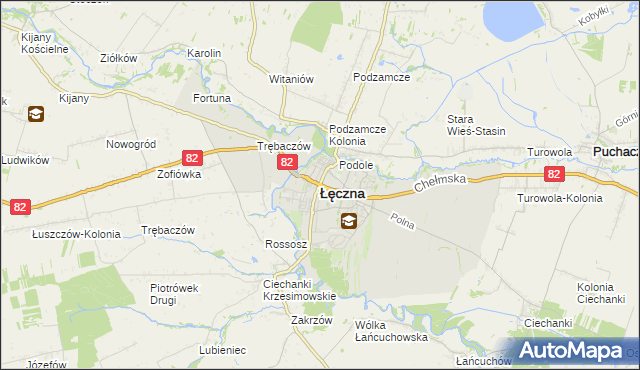 mapa Łęczna, Łęczna na mapie Targeo