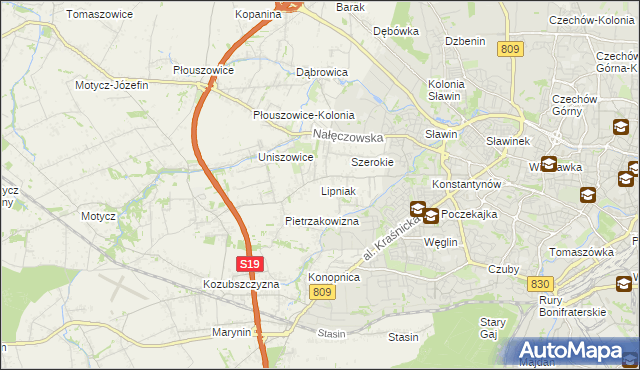 mapa Lipniak gmina Konopnica, Lipniak gmina Konopnica na mapie Targeo