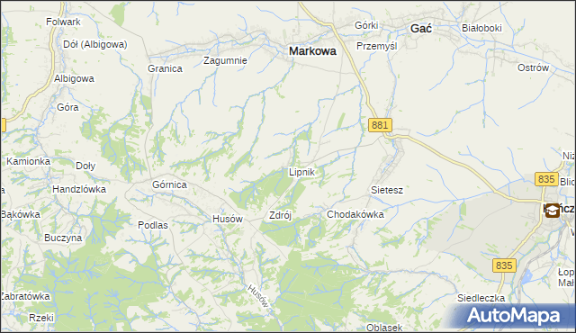 mapa Lipnik gmina Kańczuga, Lipnik gmina Kańczuga na mapie Targeo