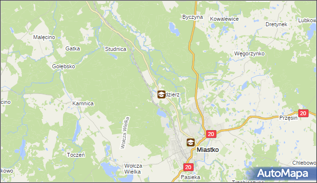 mapa Łodzierz, Łodzierz na mapie Targeo