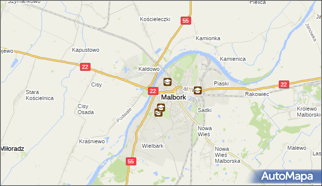 mapa Malborka, Malbork na mapie Targeo