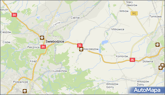 mapa Mokrzeszów, Mokrzeszów na mapie Targeo