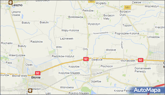 mapa Orły gmina Ożarów Mazowiecki, Orły gmina Ożarów Mazowiecki na mapie Targeo