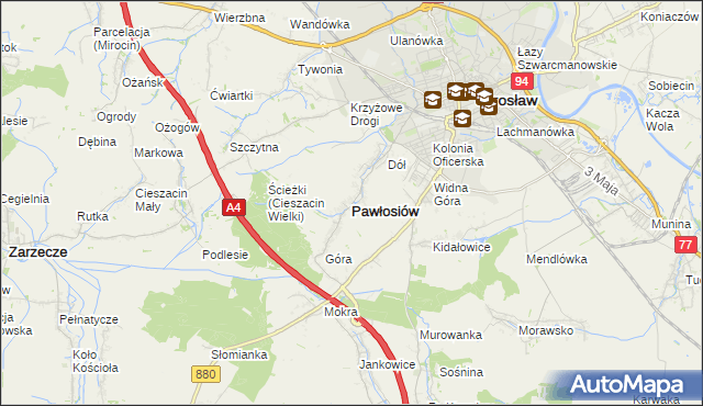 mapa Pawłosiów, Pawłosiów na mapie Targeo