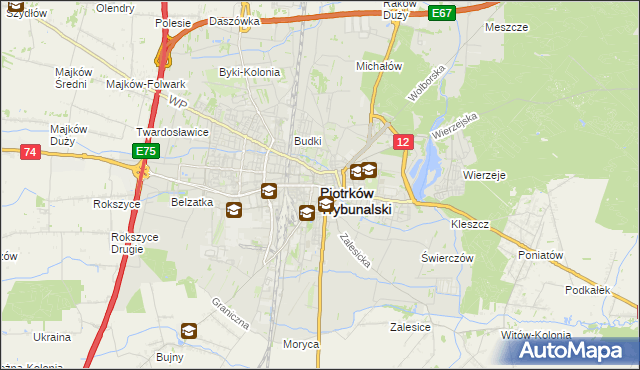 mapa Piotrków Trybunalski, Piotrków Trybunalski na mapie Targeo