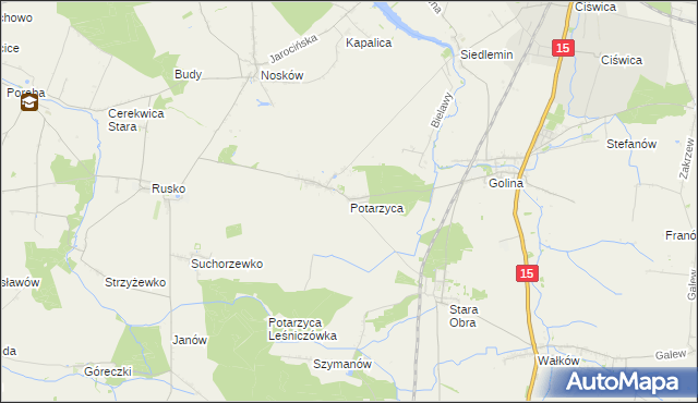 mapa Potarzyca gmina Jarocin, Potarzyca gmina Jarocin na mapie Targeo