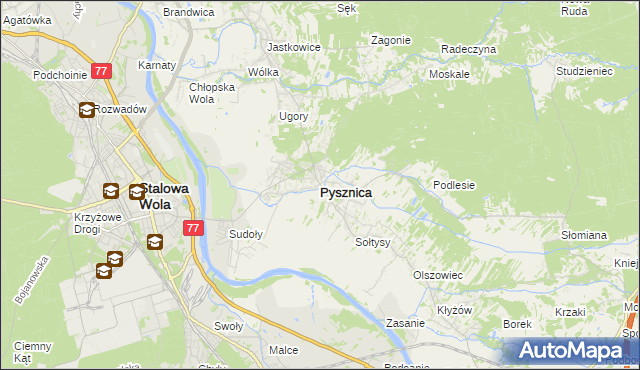 mapa Pysznica, Pysznica na mapie Targeo