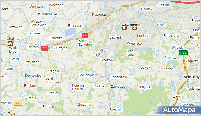 mapa Rzozów, Rzozów na mapie Targeo