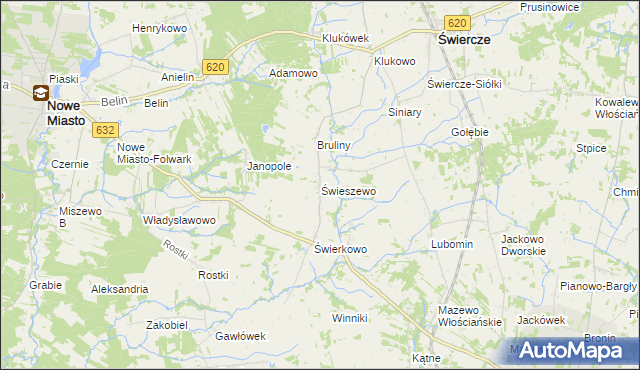 mapa Świeszewo gmina Świercze, Świeszewo gmina Świercze na mapie Targeo