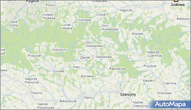 mapa Swoszowa, Swoszowa na mapie Targeo