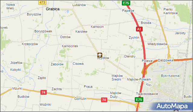 mapa Szydłów gmina Grabica, Szydłów gmina Grabica na mapie Targeo