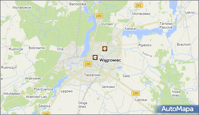 mapa Wągrowiec, Wągrowiec na mapie Targeo