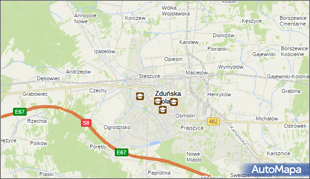 mapa Zduńska Wola, Zduńska Wola na mapie Targeo