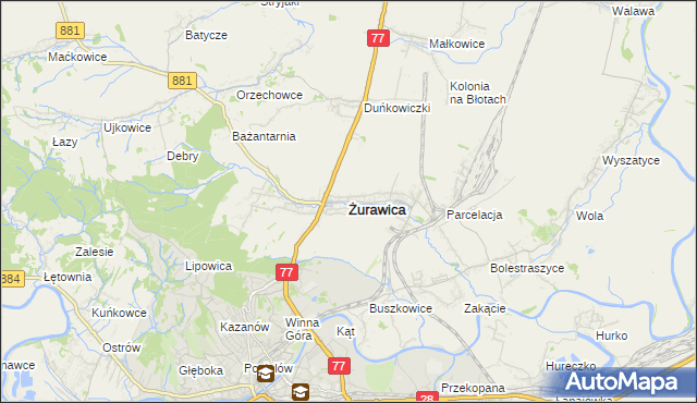 mapa Żurawica powiat przemyski, Żurawica powiat przemyski na mapie Targeo