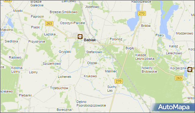 mapa Żurawieniec gmina Babiak, Żurawieniec gmina Babiak na mapie Targeo