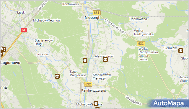 mapa Aleksandrów gmina Nieporęt, Aleksandrów gmina Nieporęt na mapie Targeo