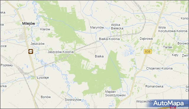 mapa Białka gmina Milejów, Białka gmina Milejów na mapie Targeo