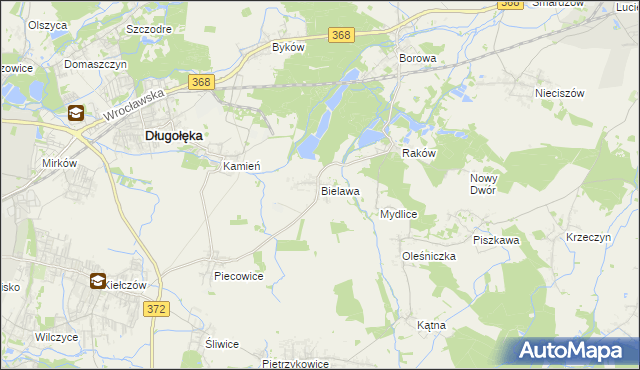 mapa Bielawa gmina Długołęka, Bielawa gmina Długołęka na mapie Targeo