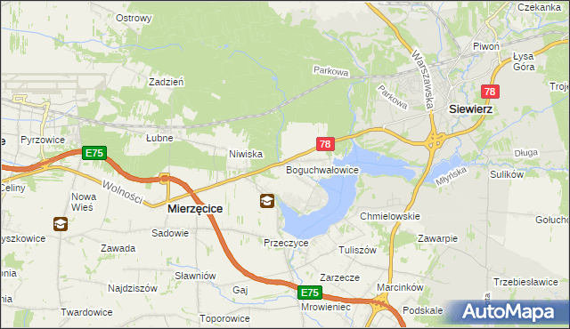mapa Boguchwałowice, Boguchwałowice na mapie Targeo